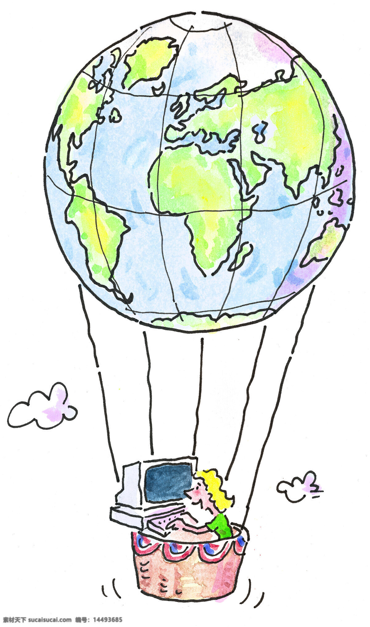 热气球 上 商业 男性 商业插画 漫画 金融漫画 插画素材 职业人物 白领 商务男性 男人 金融贸易 地球 卡通人物 人物图片
