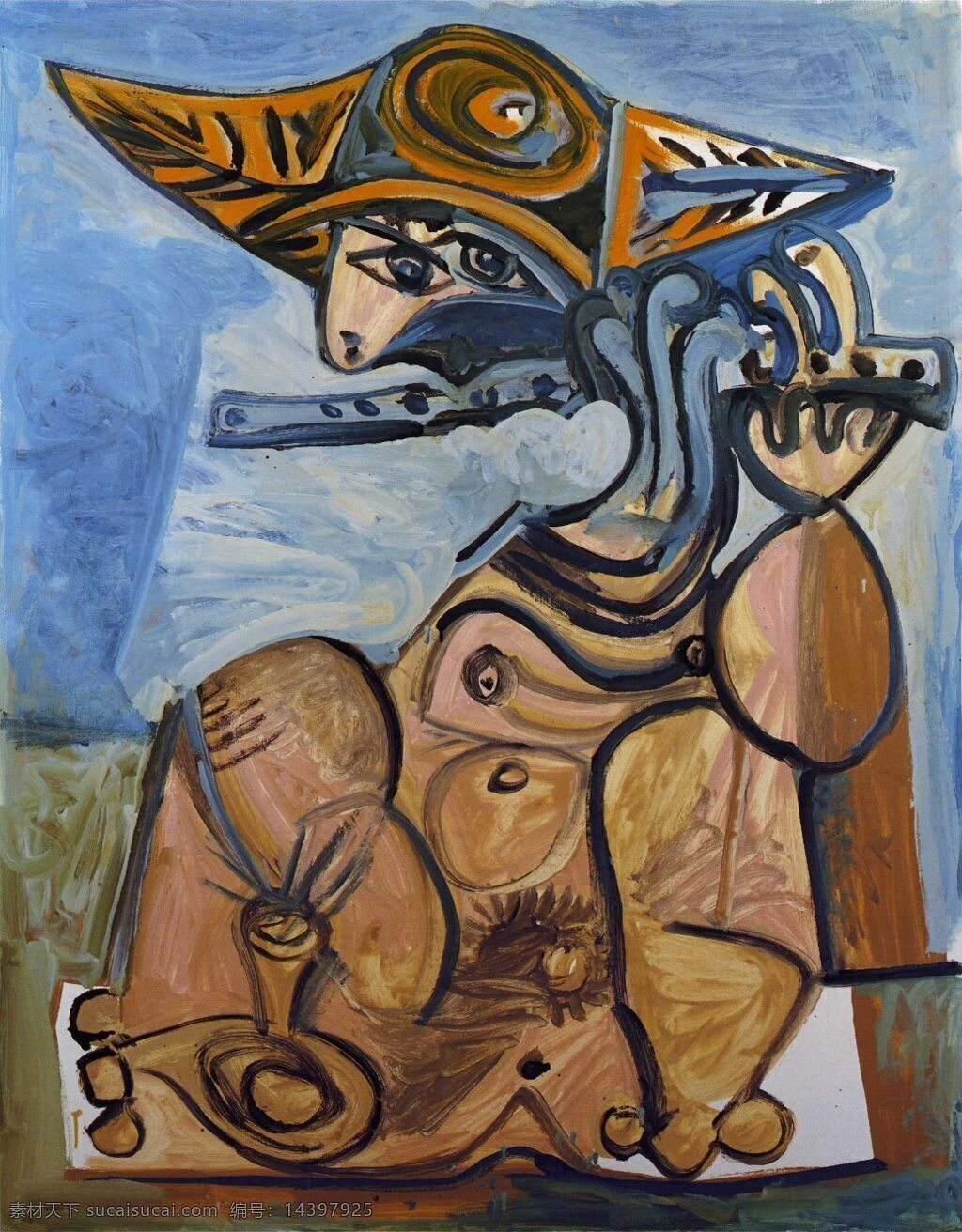 fl 鏉 西班牙 画家 巴勃罗 毕加索 抽象 油画 人物 人体 装饰画 la de jouant assis homme fl鏉ste 1971 家居装饰素材